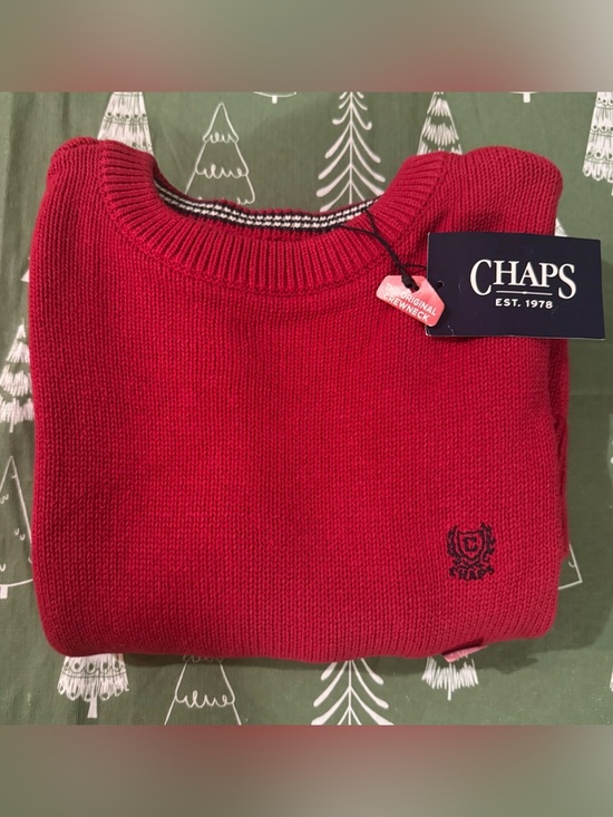 Chaps Other - Chaps Men’s Red 100% Cotton Crewneck Sweater Embroidered Logo Medium NWT